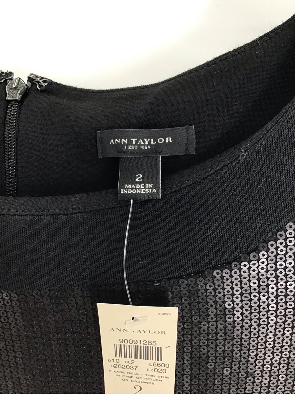 NWT Ann Taylor Sequin Sleeveless Bodycon Wool Blend Cocktail Dress Black Size 2 - Picture 5 of 8